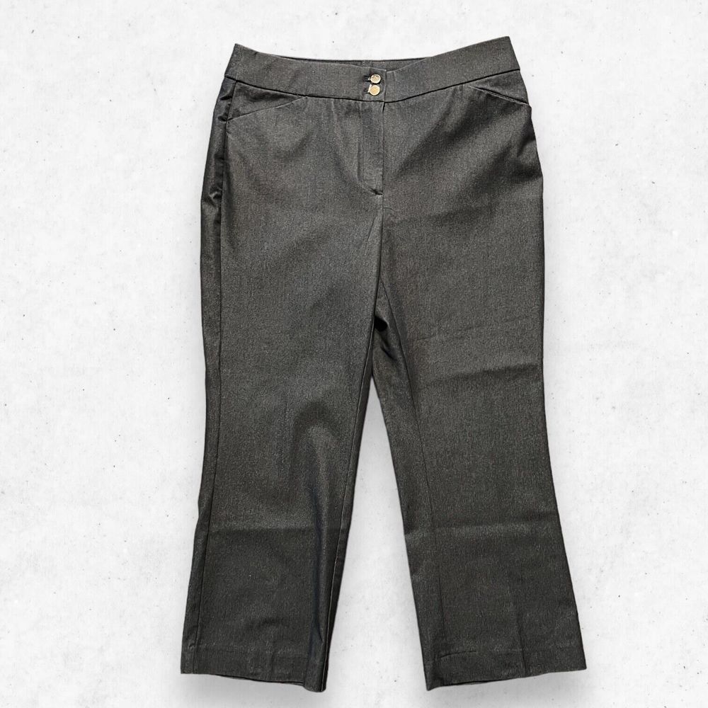 Chico's Dress Pants Women's Size 0.5 (US 6) Dark Gray Straight Legs 2‎ Buttons